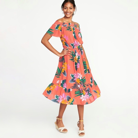 Old Navy Dresses & Skirts - Old Navy Off Shoulder Crinkle Gauze Floral Dress